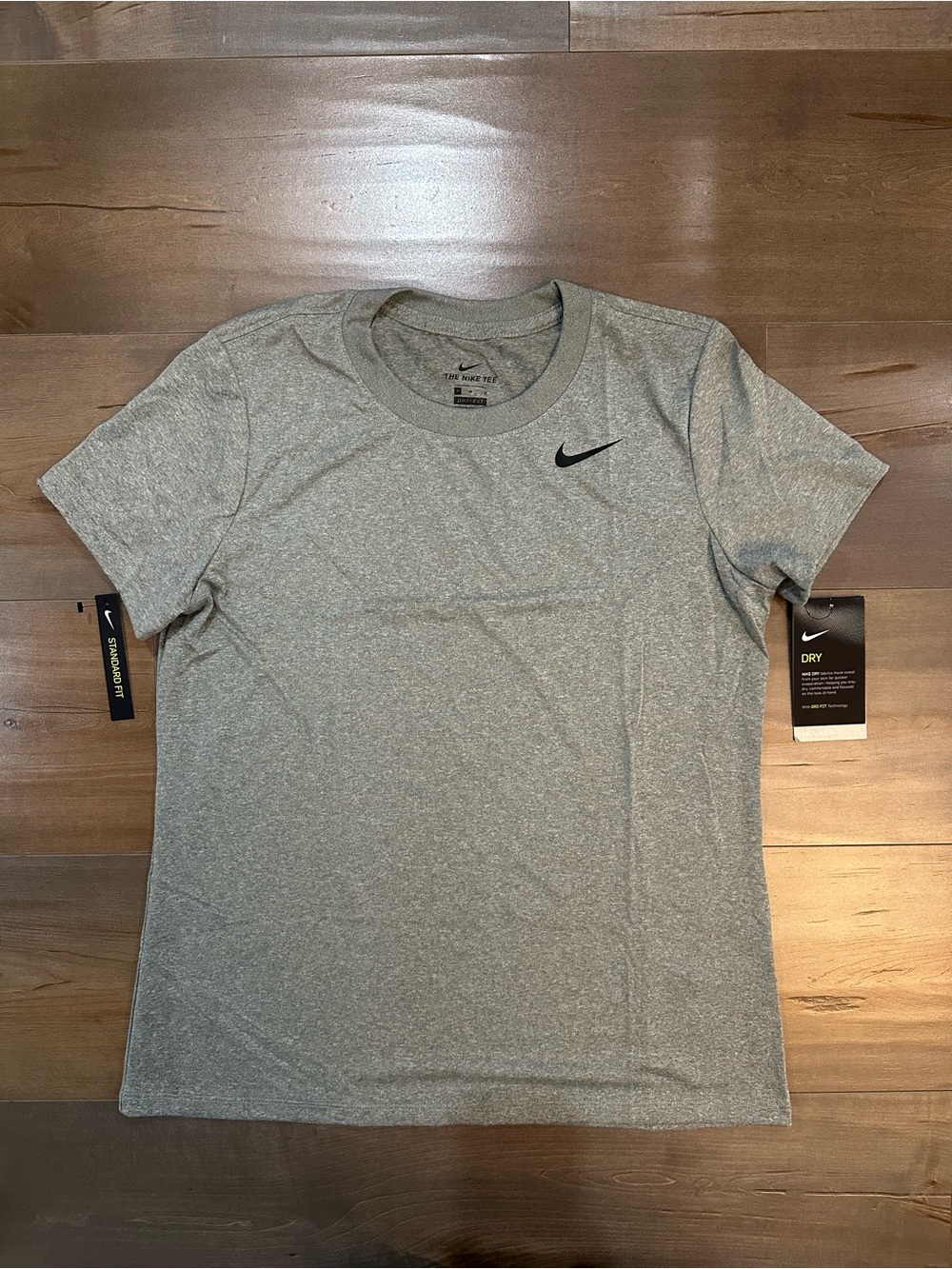 Nike Women’s Short Sleeve Tee — Heather Gray with Black Swoosh